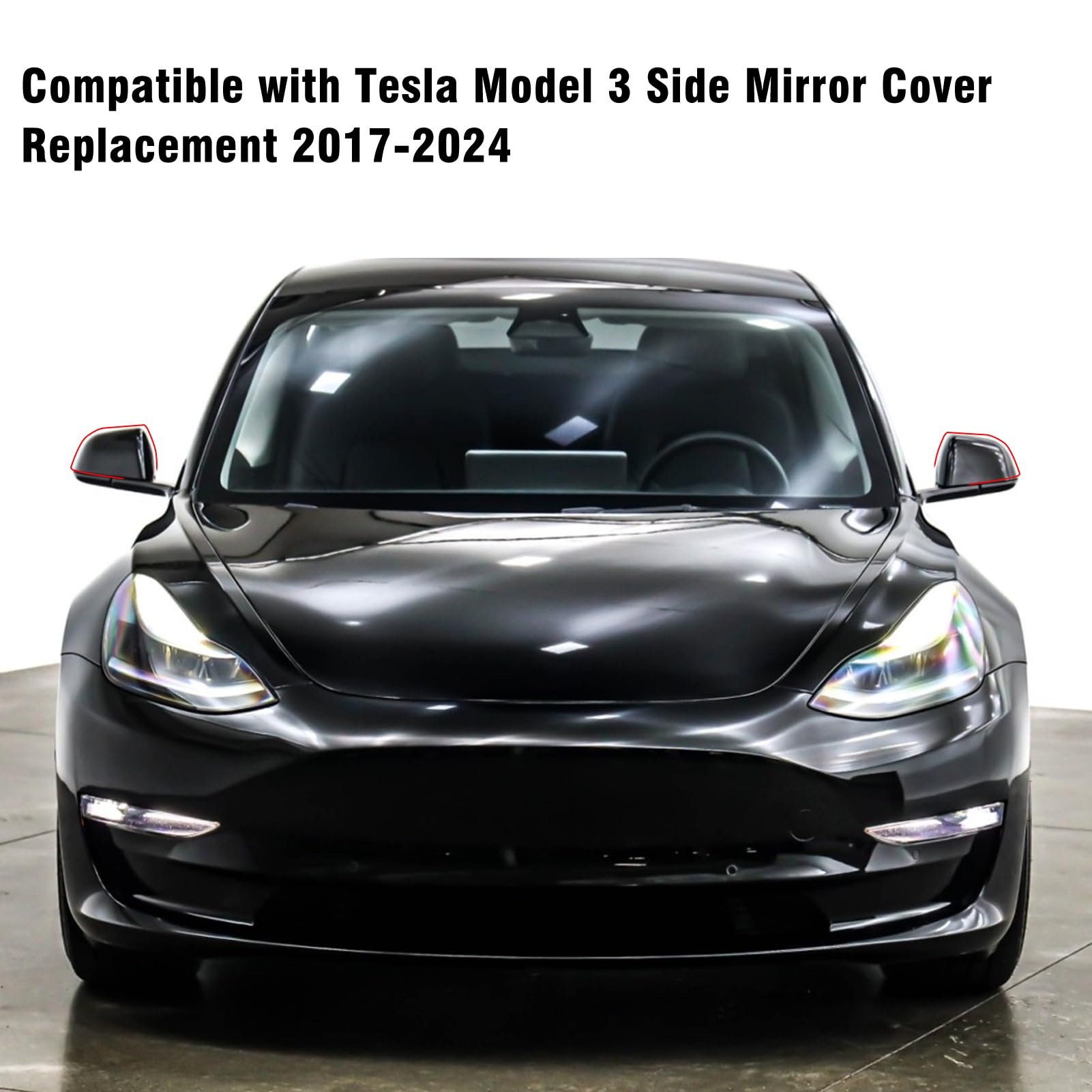 OWITAT 2PCS Compatible with Tesla Model 3 2017 2018 2019 2020 2021 2022 2023 2024 Mirror Cover Replacement, Exterior Left Driver
