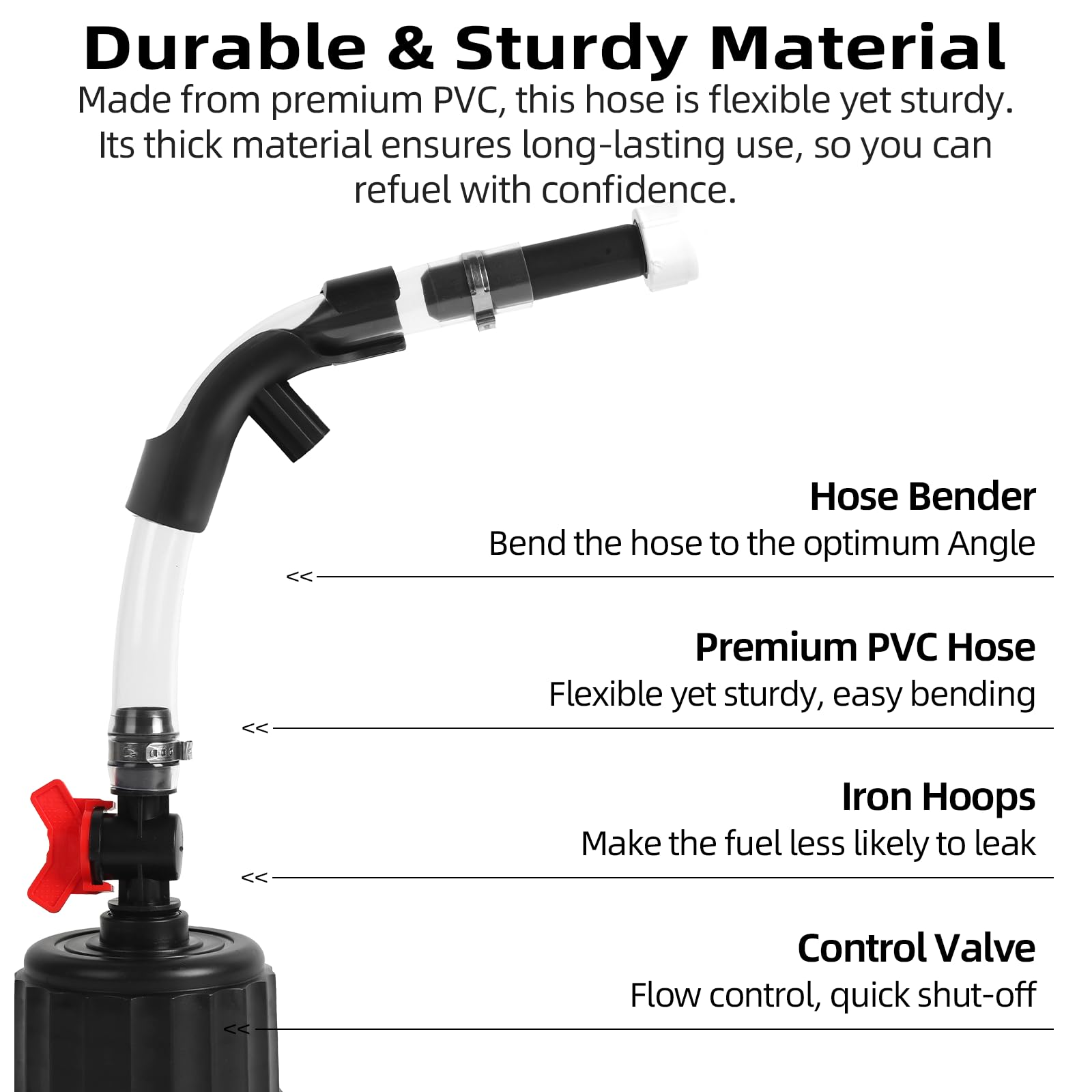 Calvana Fuel Jug Hose 3044 Replacement Kit with 2 Fuel Hoses with Valve, 2 X-Shaped Hose Benders, Tank Cap Plug, Compatible with