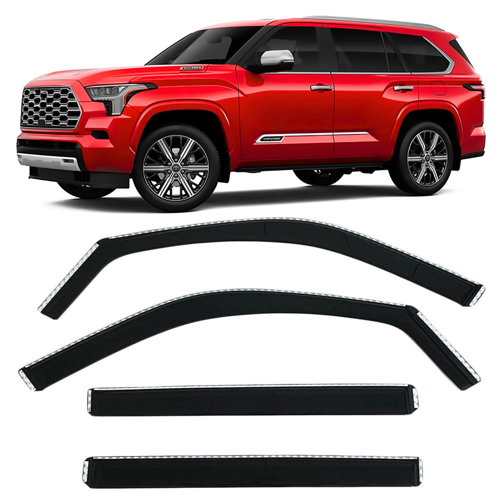 2023-2025 In-Channel Rain Guards For Toyota Sequoia Side Window Visor Deflectors Sr5 Limited Platinum Trd Pro Capstone 2024