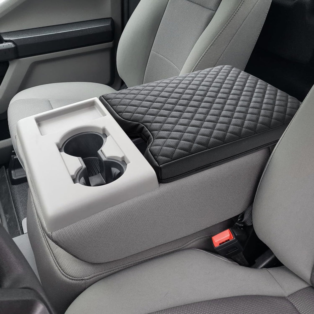 PIMCAR Premium Thickened Center Console Cover, 2015-2024 Ford F150, 2017-2024 F250 F350 F450 with 40/20/40 Jump Seat Armrest Cus