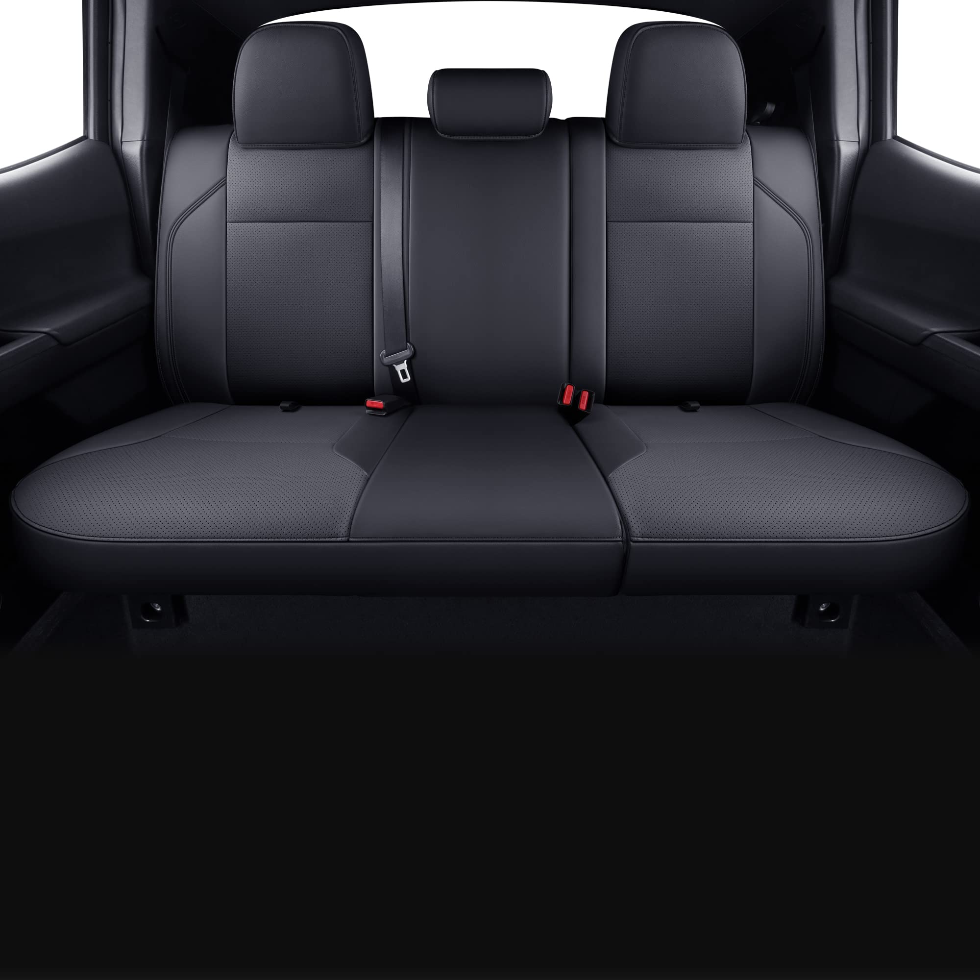 Luckyman Club Tacoma Custom Fit Seat Covers For 2024 2025 Tacoma Crew Cab With Faux Leather (Black)