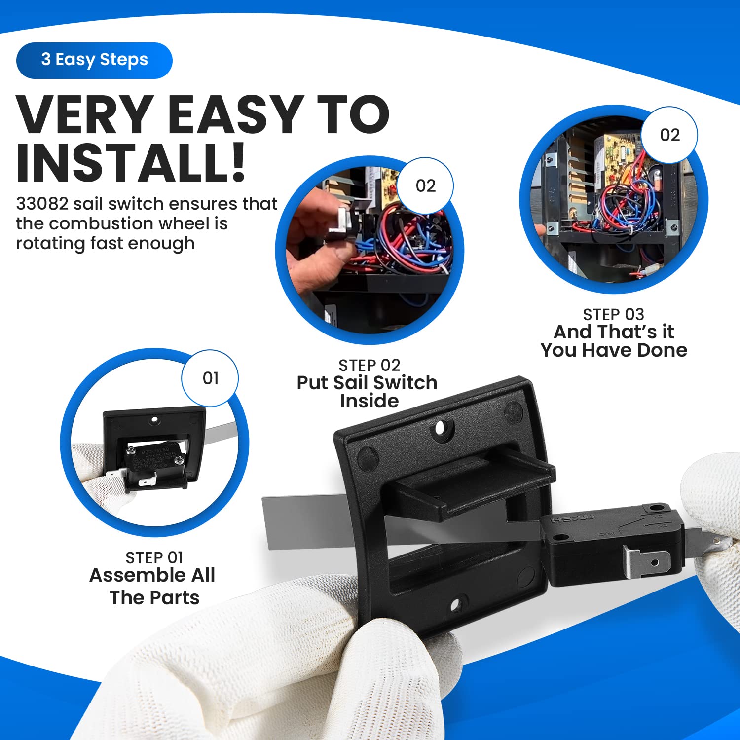 2 Pack 33082 For Dometic Sail Switch With Bracket, Fit for Dometic Atwood RV Furnace Sail Switch, SVC Df Sail Sw W/Brkt M/L Kit