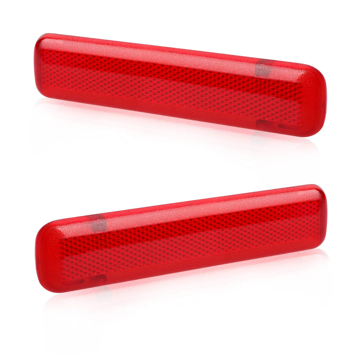 Hercoo Rear Door Trim Panel Red Left & Right Reflector Light Cover Compatible With 2003-2007 Gmc Sierra 15183155 15183156 74367 