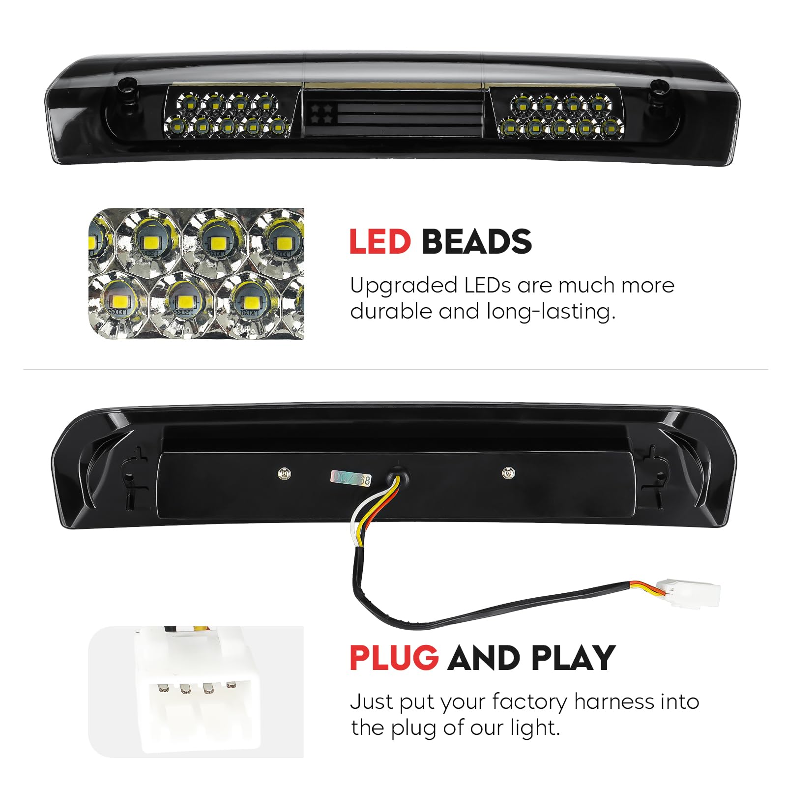 Tresound Led 3Rd Brake Cargo Light For 2002-2008 Dodge Ram 1500; 2003-2009 Dodge Ram 2500 3500, Third Center High Mount Stop Lam