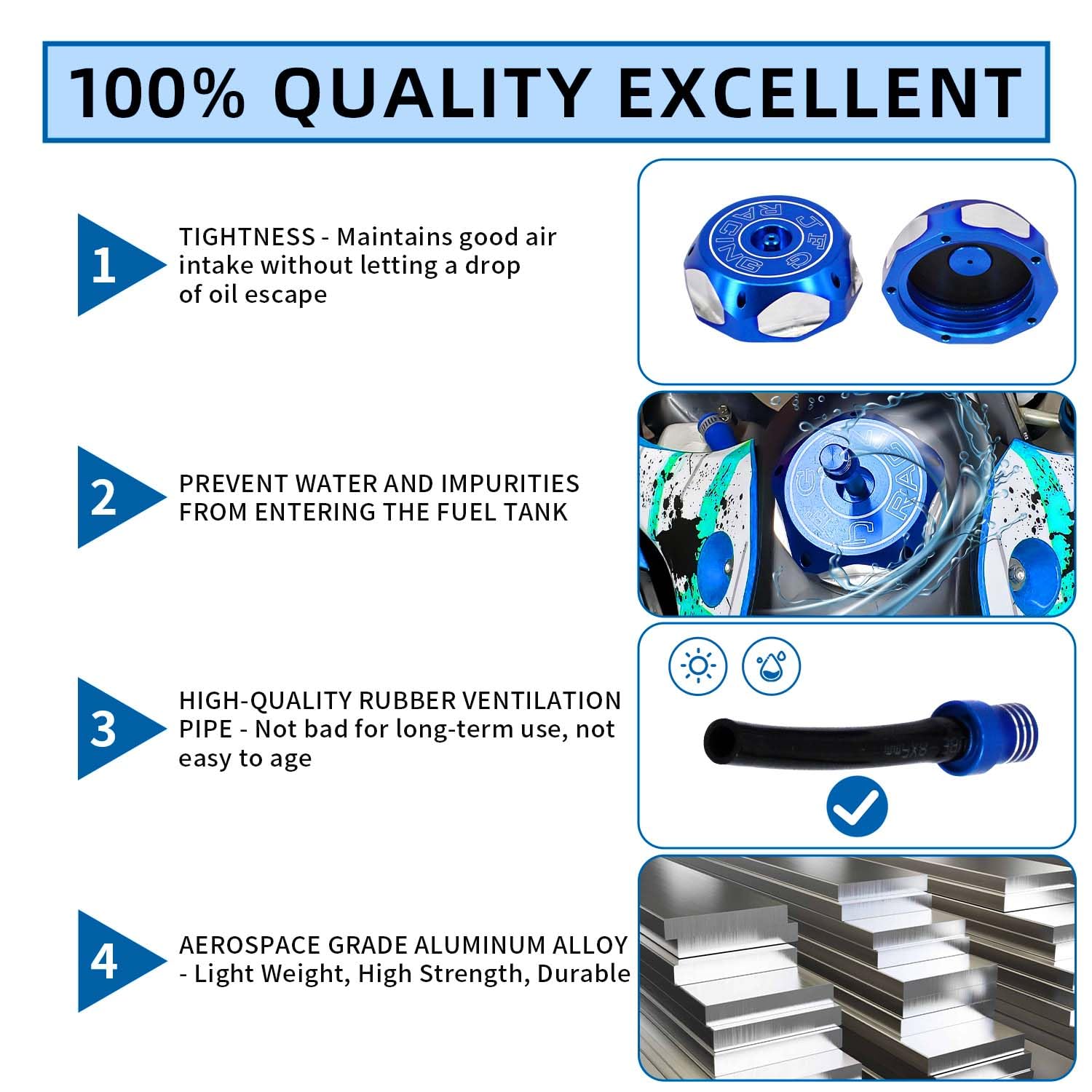 Dirt Bike Gas Cap,Motorcycle Gas Fuel Tank Cap With Breather Valve Universal Cnc For Yz Ttr 50Cc - 150Cc Crf Xr Rm Kx Klx Ssr Apollo Tao Tao Sdg Dirt Pit Bike Blue