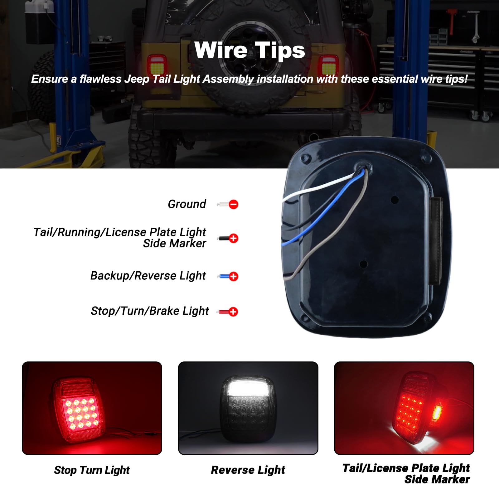 XtraGlow Smoked Rear Combination Tail Lights for 1979-2006 Wrangler TJ YJ CJ5 CJ7 - DOT Certified, 2Pcs, Red Marker Stop Turn Signal