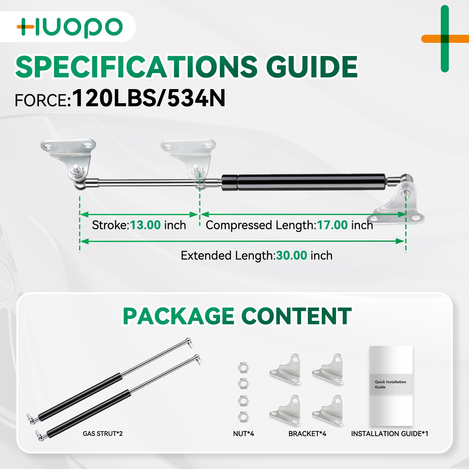 Huopo 30 Inch 120 Lb/534 N Gas Shock Strut Spring Lift Support For Rv Bed Door Floor Hatch Boat Shed Window Custom Heavy Duty Tr
