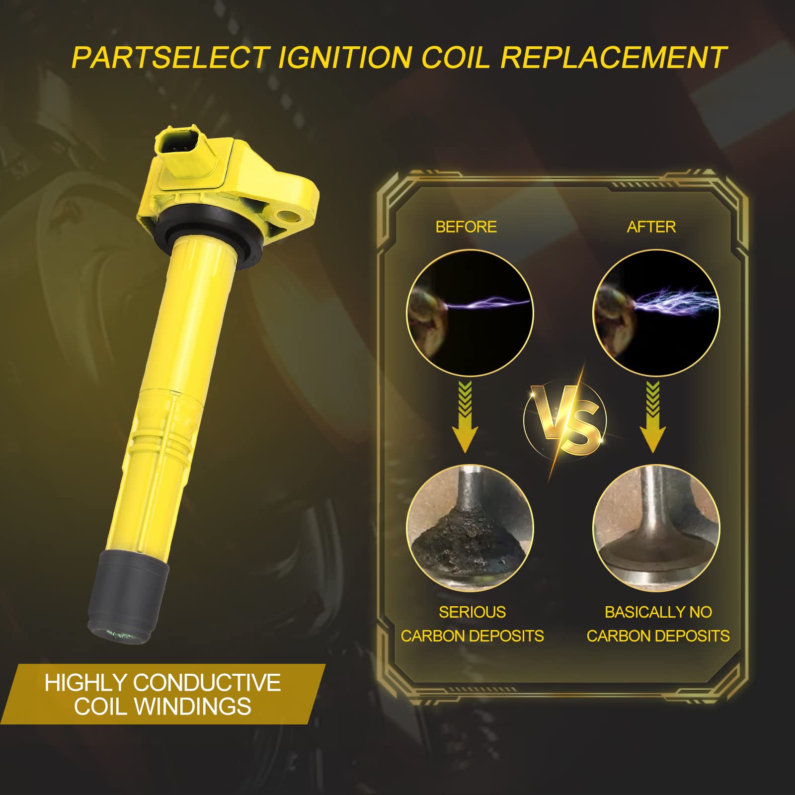 Partselect Ignition Coil Pack Replacement For Honda Accord 2013 2014 2015 2016 2017 For Honda Crv Cr-V Ignition Coils For Acura