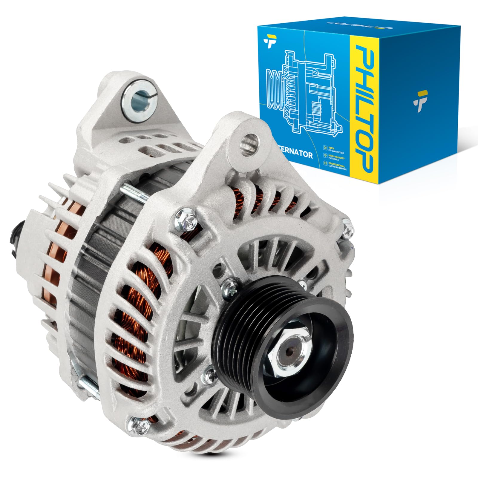 PHILTOP Alternator Compatible with Q50 14-15 3.7L, G37 08-10, G35 07-08, EX35 08-10, 350Z 07-09, 370-Z 09-10, FX35 09-10, Q70 14