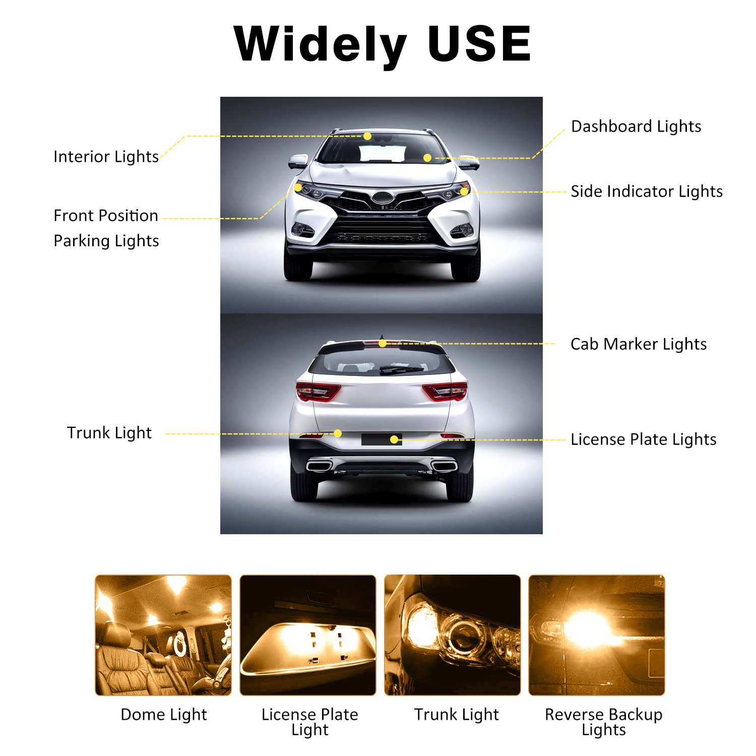 Acohuike T10 921 194 168 175 Led Bulbs Warm White 20-Packs, Super Bright 3014 42-Smd Led Replacement 12 Volt Rv Camper Trailer B