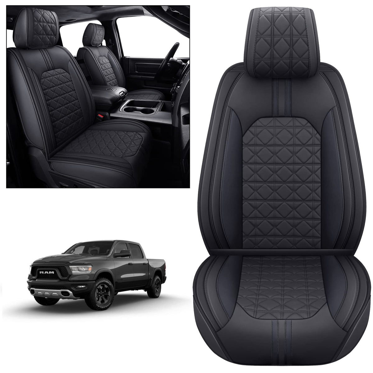 Yiertai Dodge Ram Seat Covers Fit For 2009-2023 2024 2025 1500/2500/3500Hd Pickup Front Seats Only Crew Double Cab Quad Cab Wate