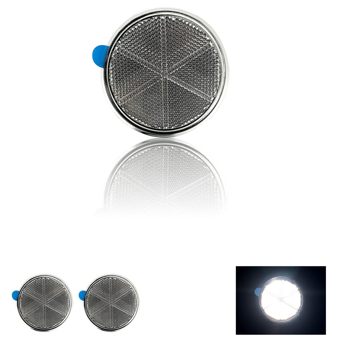 Reflector Self Adhesive Round 80Mm Safety Waterproof Stick On For Driveway Mailbox Trees White