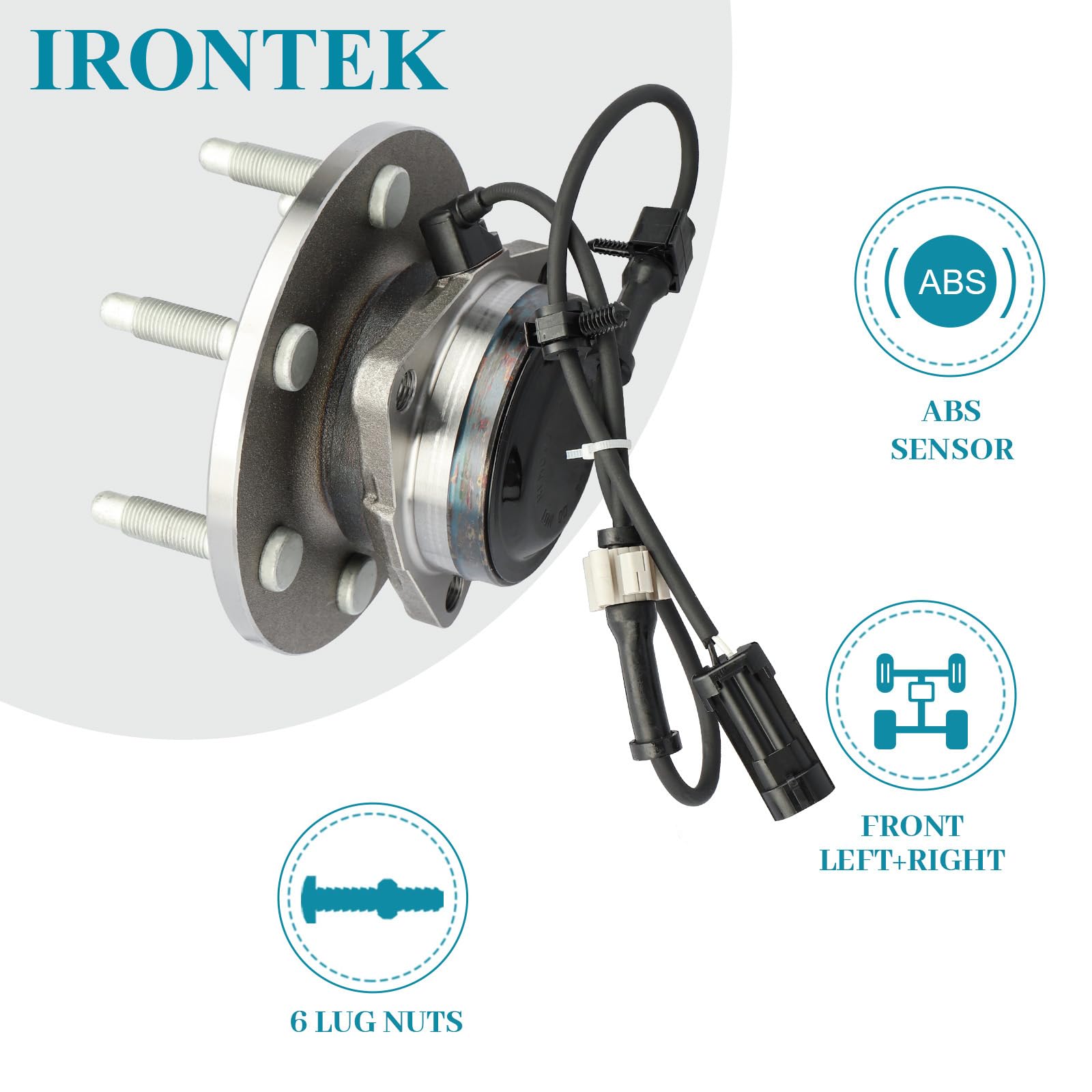 for 2WD Front Wheel Bearing 515054 Wheel Hub Assembly for 6 Lug W/ABS fit Chevy Silverado 1500 99-06, for GMC Sierra 1500/Yukon