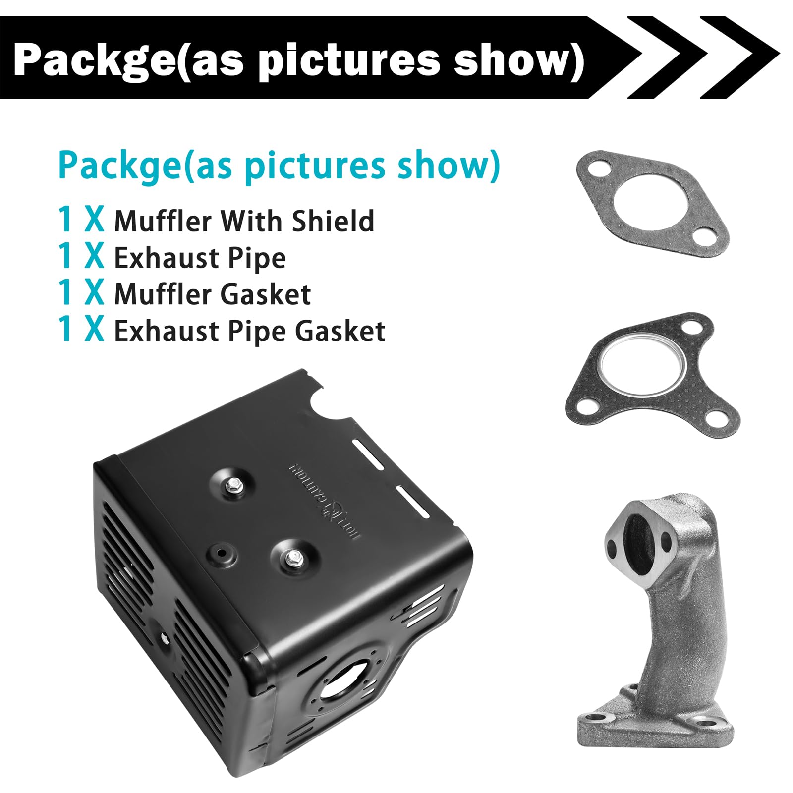 Sutmorly Muffler Exhaust Kit Assembly Fits Honda GX340 GX390 GX420 11HP 13HP 16HP Harbor Freight 420 Engine Water Pump Snowblowe