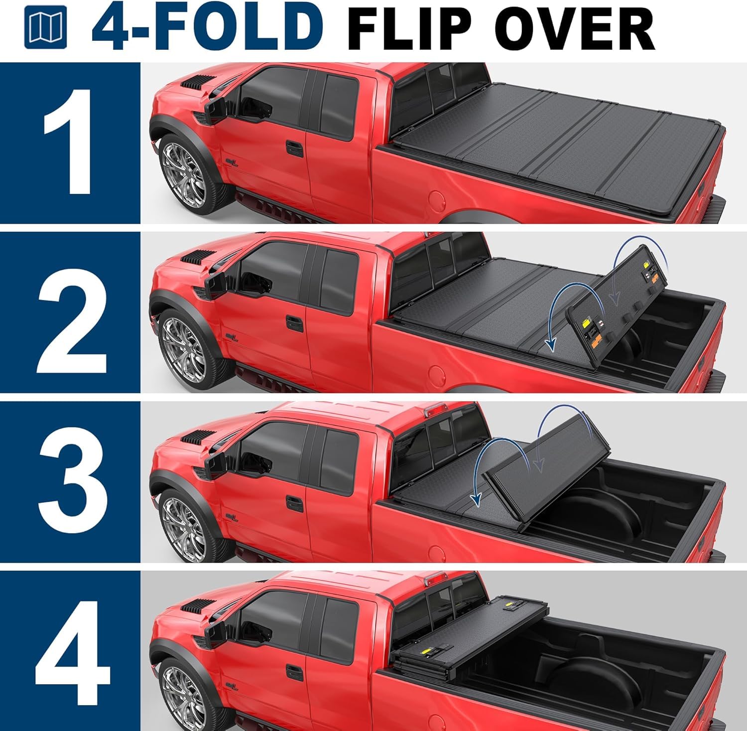 Mostplus Tri-Fold Soft Truck Bed Tonneau Cover On Top Compatible With 2015-2022 Ford F150 F-150 Bed 3 Fold Styleside (5.5 Ft Fee