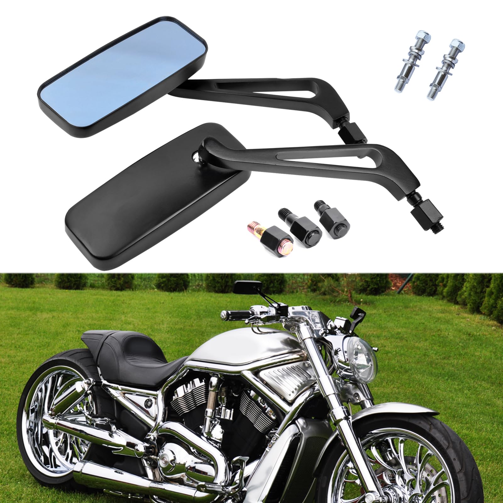 Black Motorcycle Side View Mirrors For Harley Davidson Sportster 883 1200 Street Glide