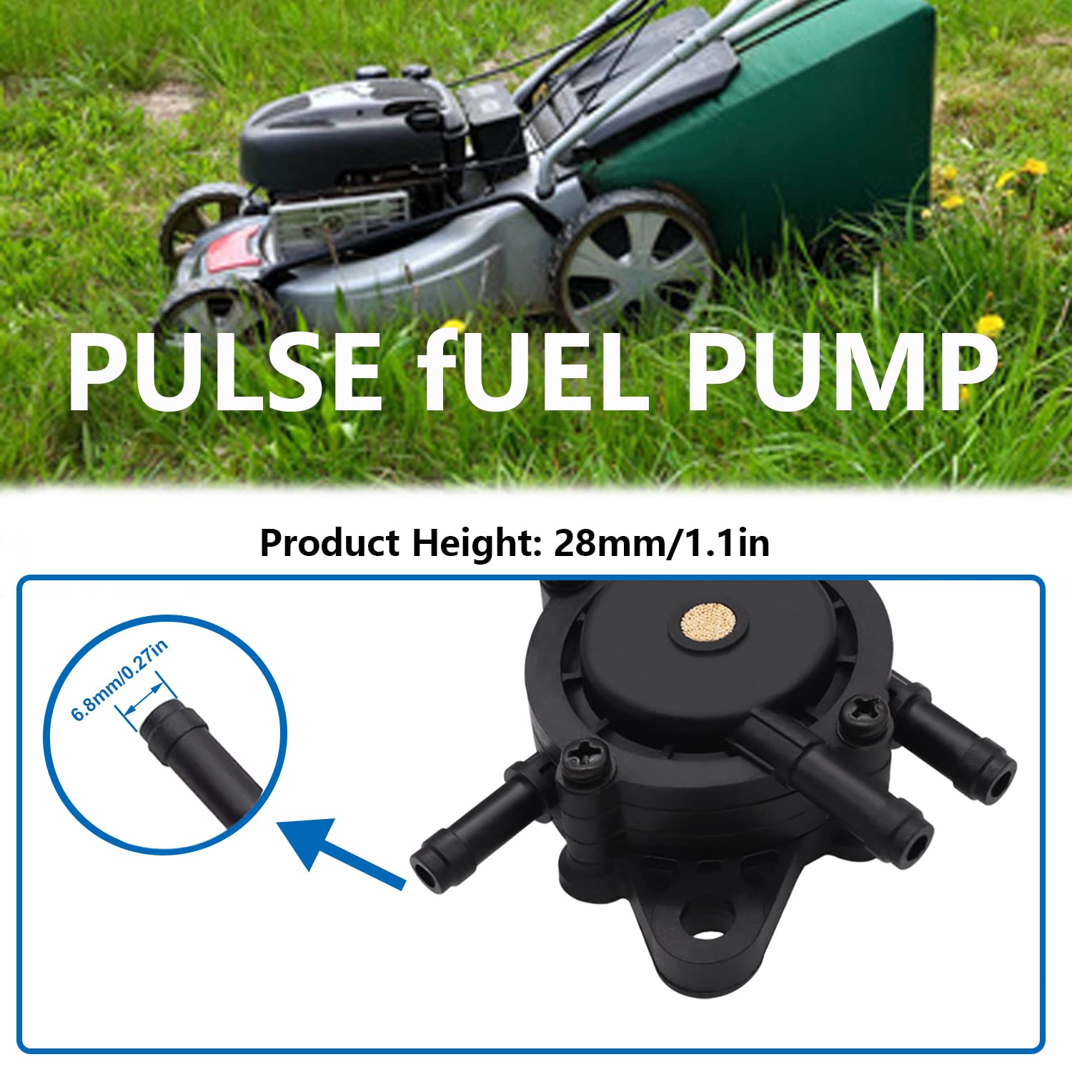 Tnisesm 5Pcs 808656 Fuel Pump, Fuel Filter For Small Engine Tractor Replacement 808656 691034 692313 808492 Lawn Mower
