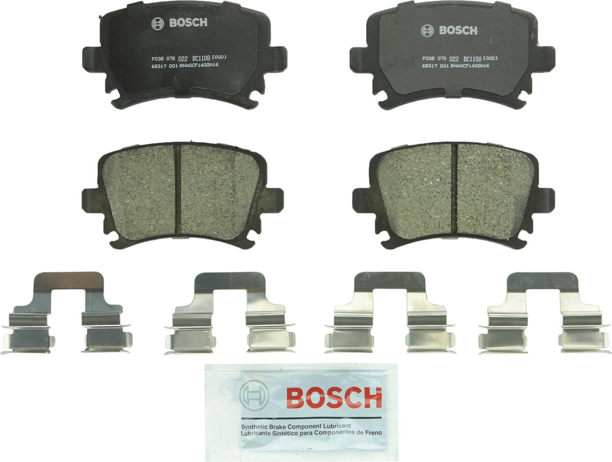 BOSCH BC1108 QuietCast Premium Ceramic Disc Brake Pad Set - Compatible with Select Audi A3, A4, A6, Quattro, S3, TT; Volkswagen 