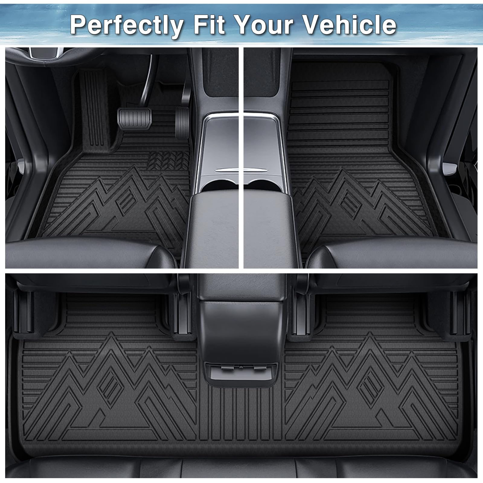 Mixsuper Floor Mats for Hyundai Palisade 2020-2025, Only for 7 Passenger, All Weather Floor Liners 3 Row Set Black