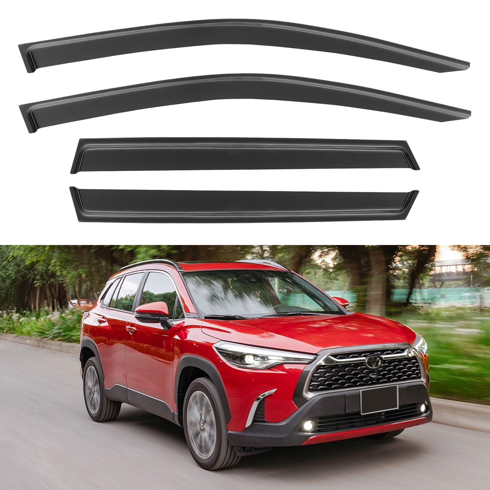 Window Visors Rain Guards for 2022 2023 2024 2025 Toyota Corolla Cross, Out-Channel Window Vent Wind Deflectors Visors Shades fo