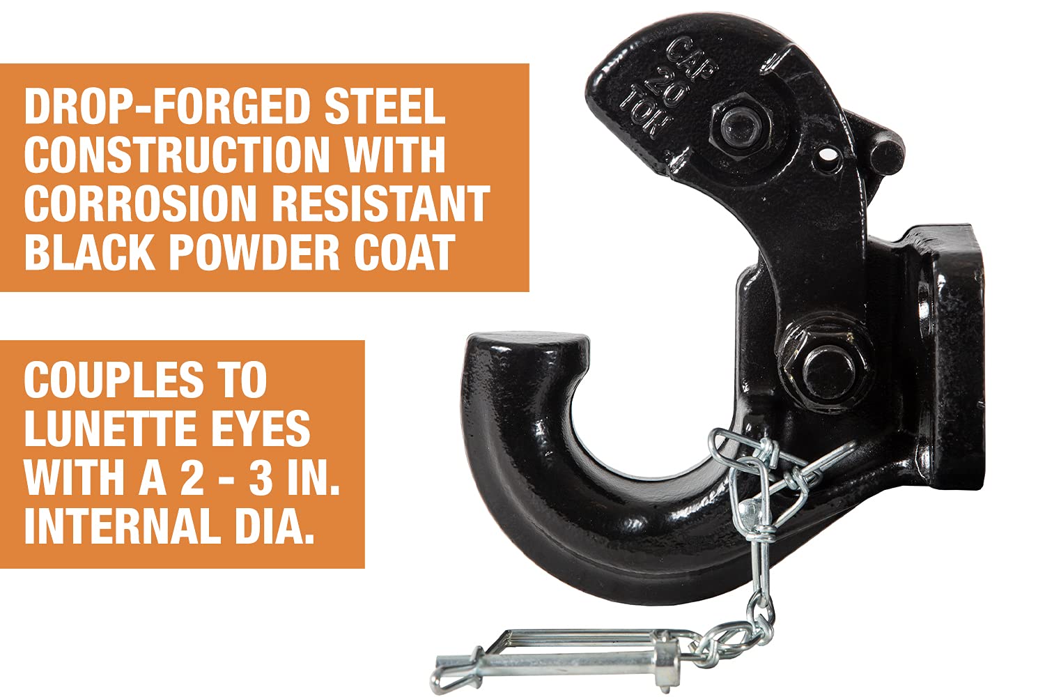 Buyers Products 10042 20 Ton Pintle Hook W/Mounting Kit, Mgtw 40,000 Lbs Pintle Hitch, 8,000 Lbs Mvl