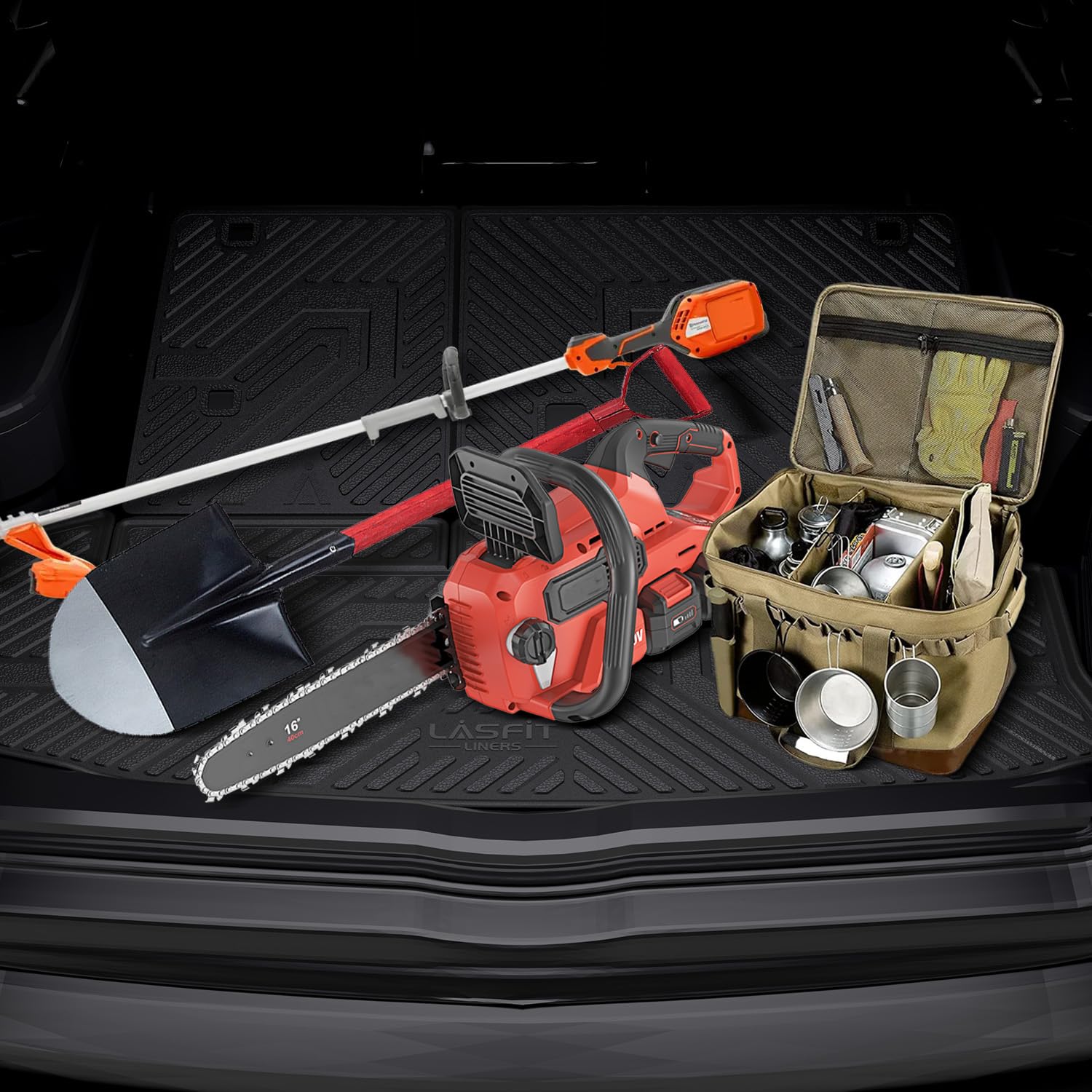 Lasfit Floor Mats & Backrest Mats & Cargo Mats For Kia Sorento 7 Seats 2020 2019 2018 2017 2016, All Weather Tpe Custom Fit Floo