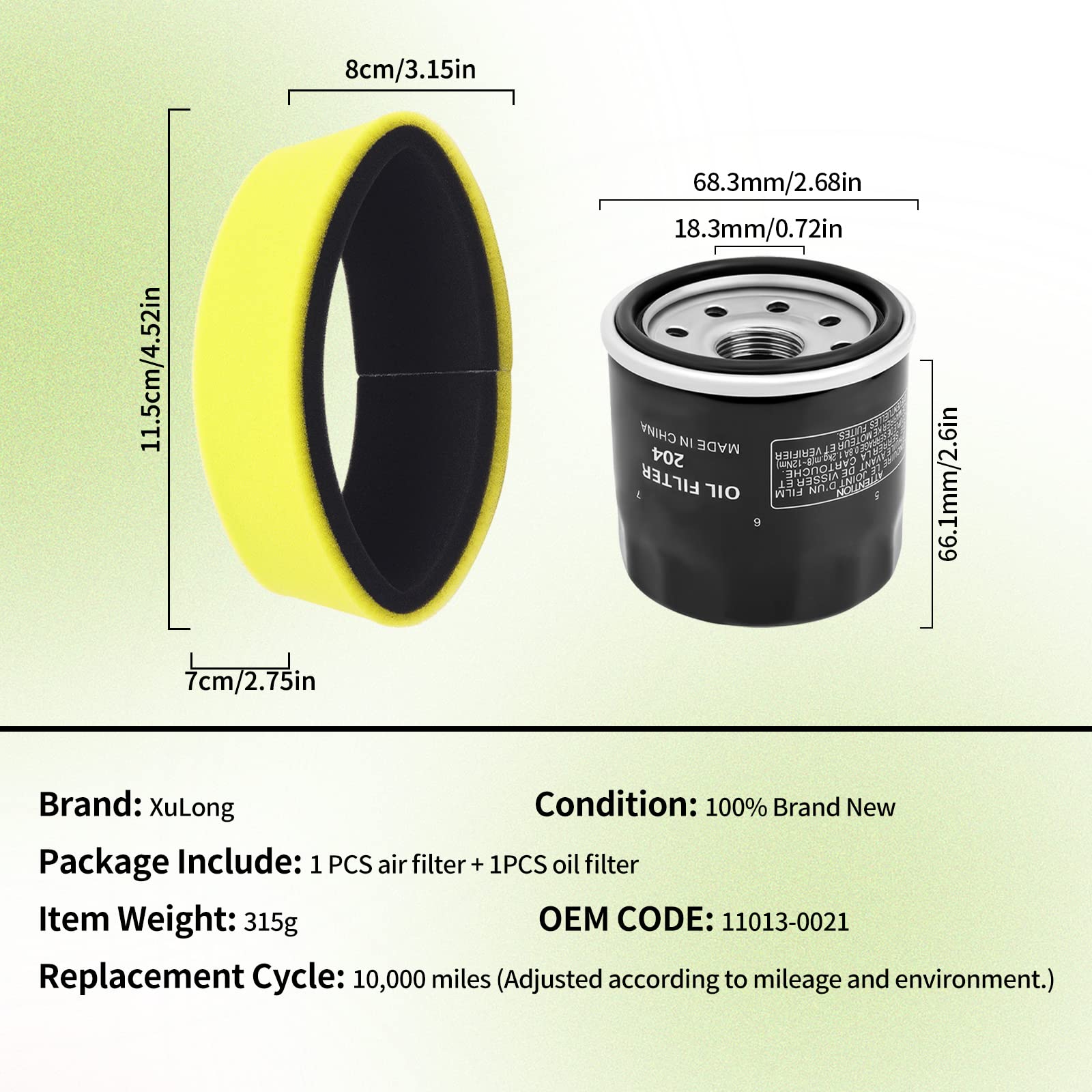11013-0021 Air Filter & Oil Filter Compatible With Kawasaki Kvf650 Kvf750 Kvf 650 750 Brute Force 650 750 4X4I Hardwood Green Hd Nra Outdoors Eps Camo Apg Hd