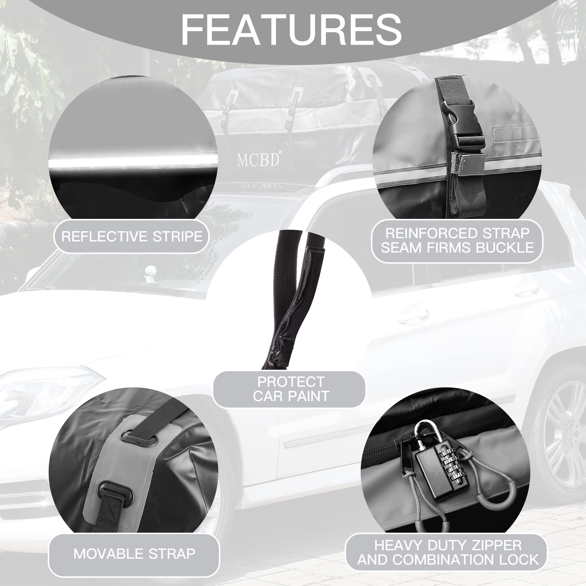 Rooftop Cargo Carrier, 26 Cubic Feet Soft-Shell Waterproof Car Roof Luggage Bag For All Vehicles Suv With/Without Rails, Includes 10 Reinforced Straps 6 Door Hooks Suitable, Storage Bag,Anti-Slip Mat