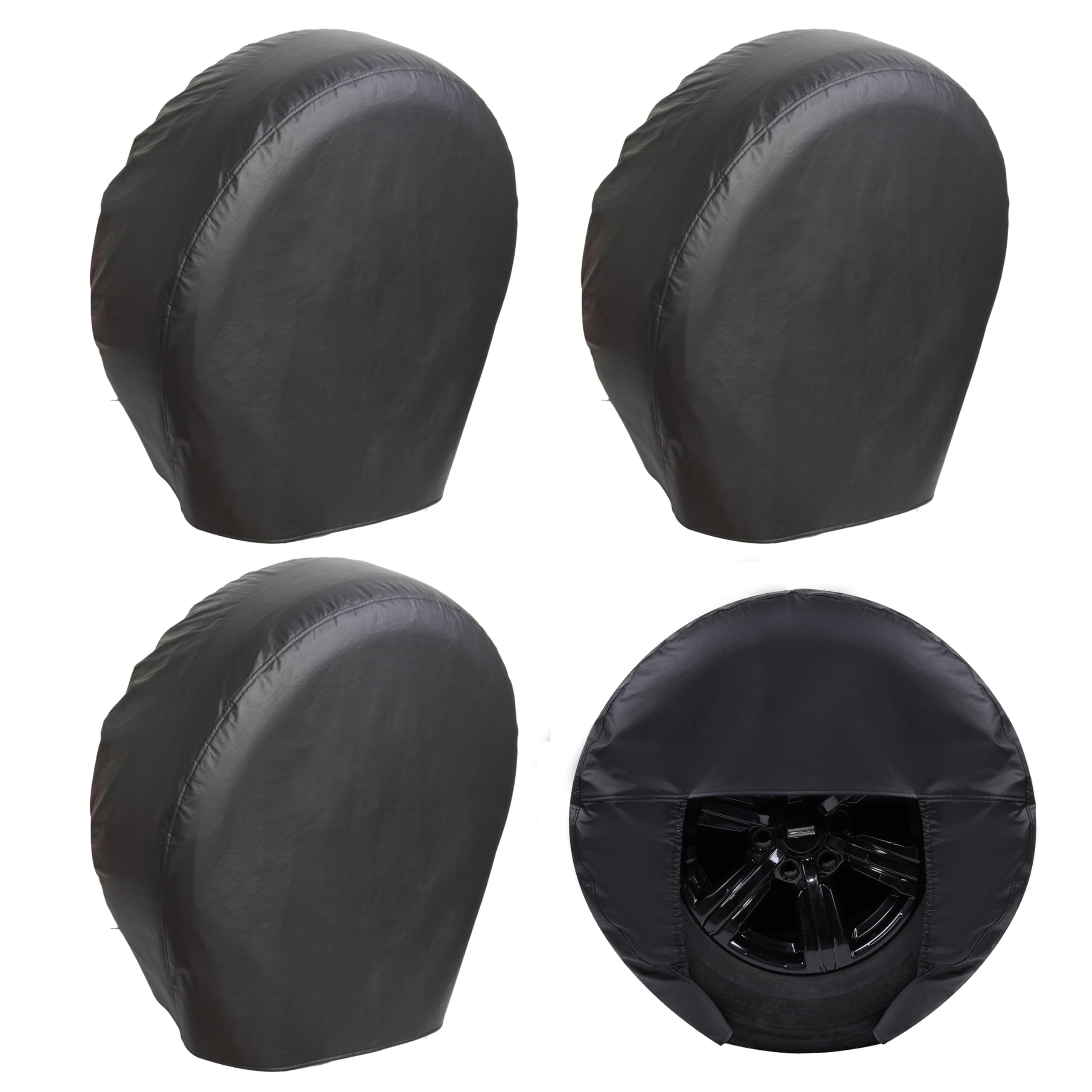 Moonet Tough Tire Covers For Rv Wheel (4 Pack Black), Heavy Duty Thicken Sun Protector For Truck Motorhome Boat Trailer Camper V