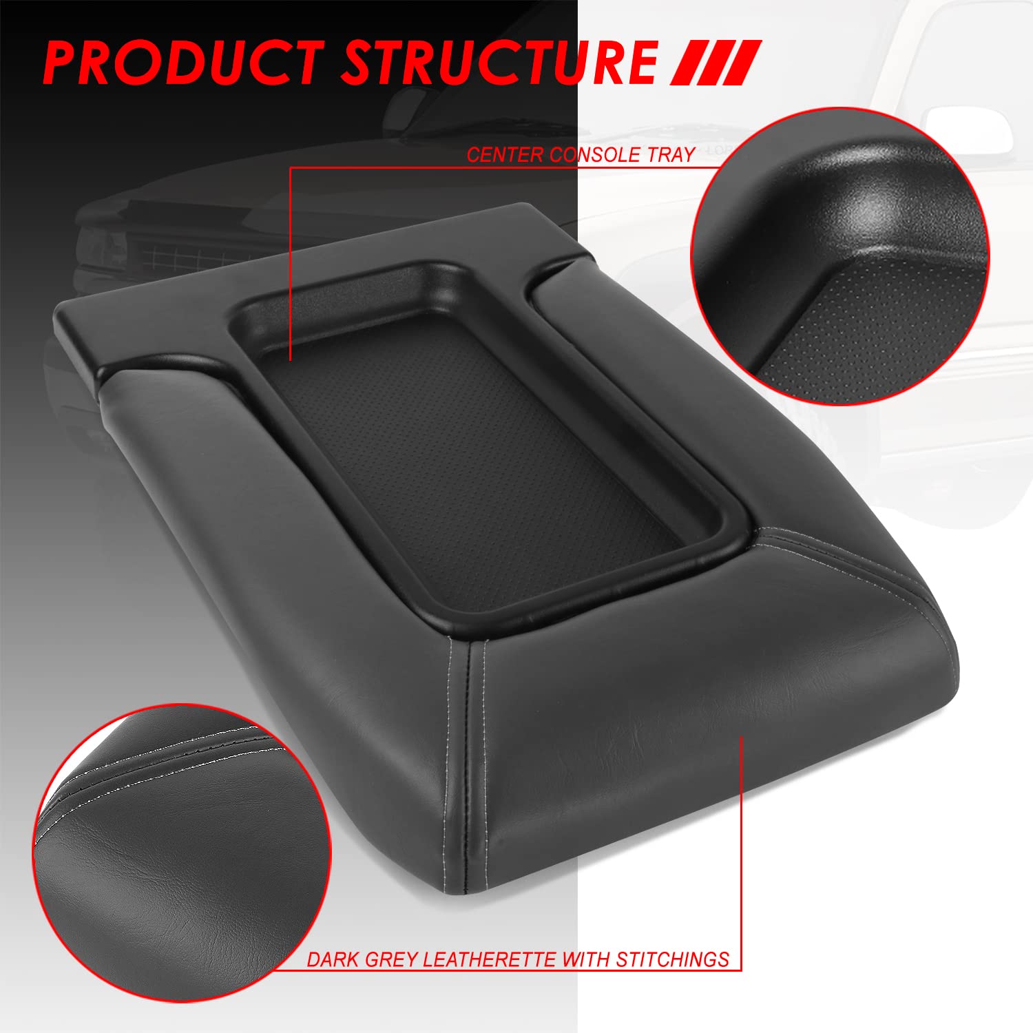 Auto Dynasty Center Console Armrest Lid Repair Kit Assembly Compatible with Cadillac Escalade Chevy Silverado Avalanche Suburban