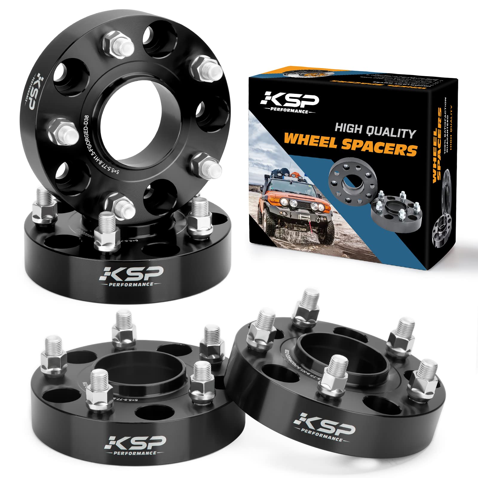 Ksp 5X5.5 Wheel Spacers For Ram 1500, 1.5(38Mm) 5X139.7Mm To 5X139.7Mm Hub Centric Forged Wheel Spacers, Hub Bore 77.8Mm Thread 