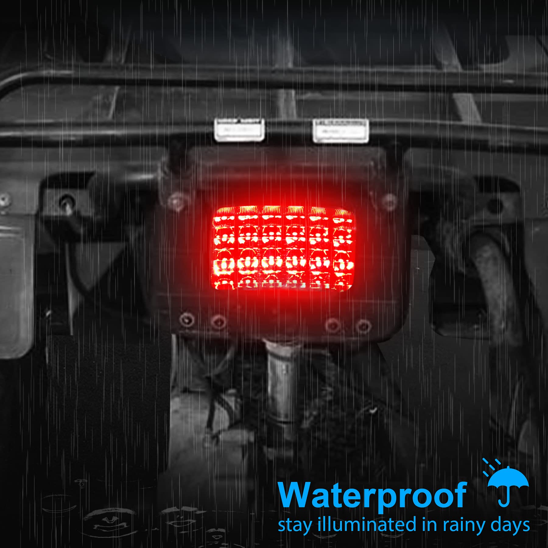 Quasco Led Tail Light Red Lens Atv Taillight Brake Lights Compatible With Yamaha Grizzly Big Bear Bruin Kodiak Wolverine Rhino Viking, Replacement For 5Km-84710-01-00