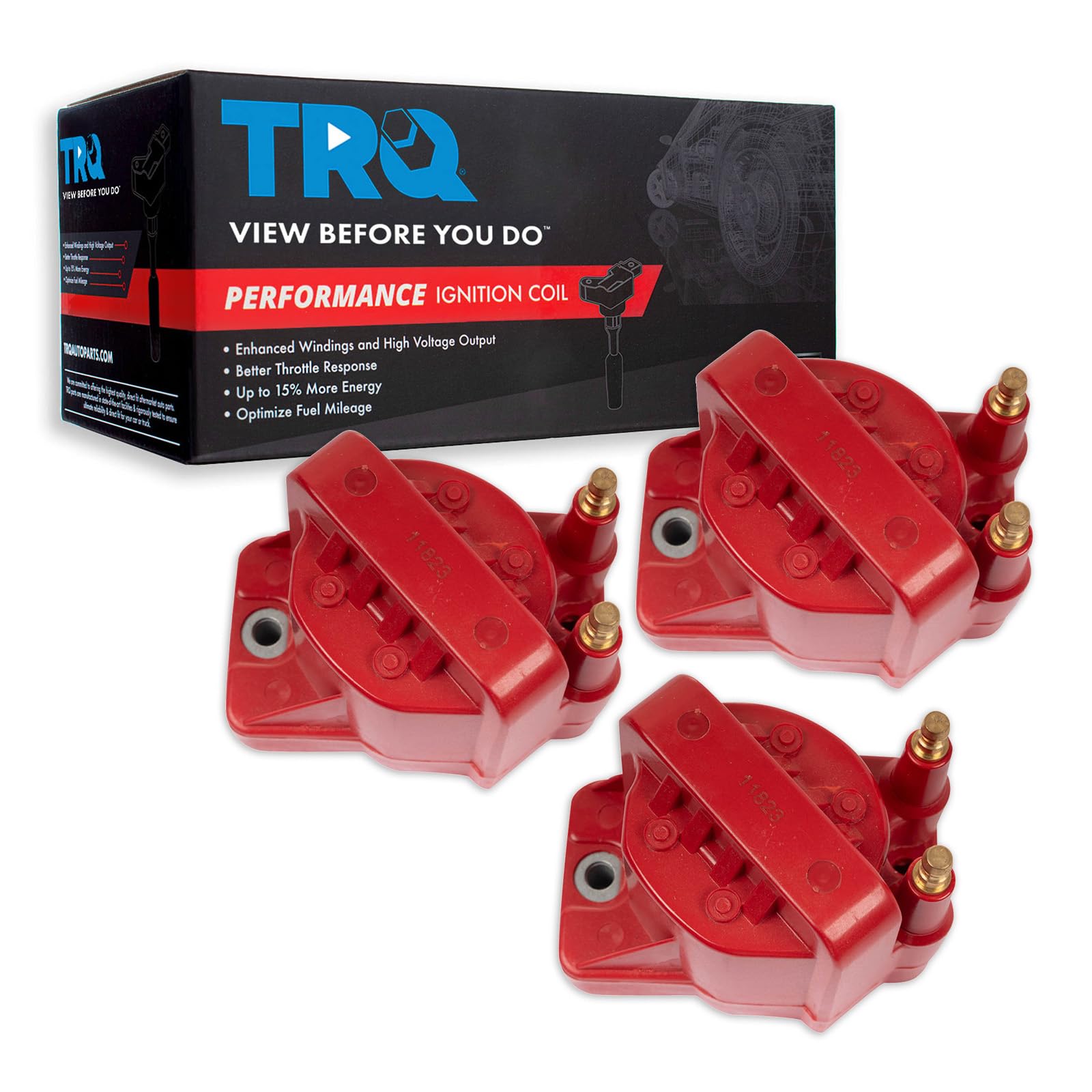 TRQ Ignition Coil Set Compatible with 86-09 Buick 87-88 Cadillac 87-05 Chevrolet 94-95 Honda 92-95 Isuzu 86-04 Oldsmobile 87-08 
