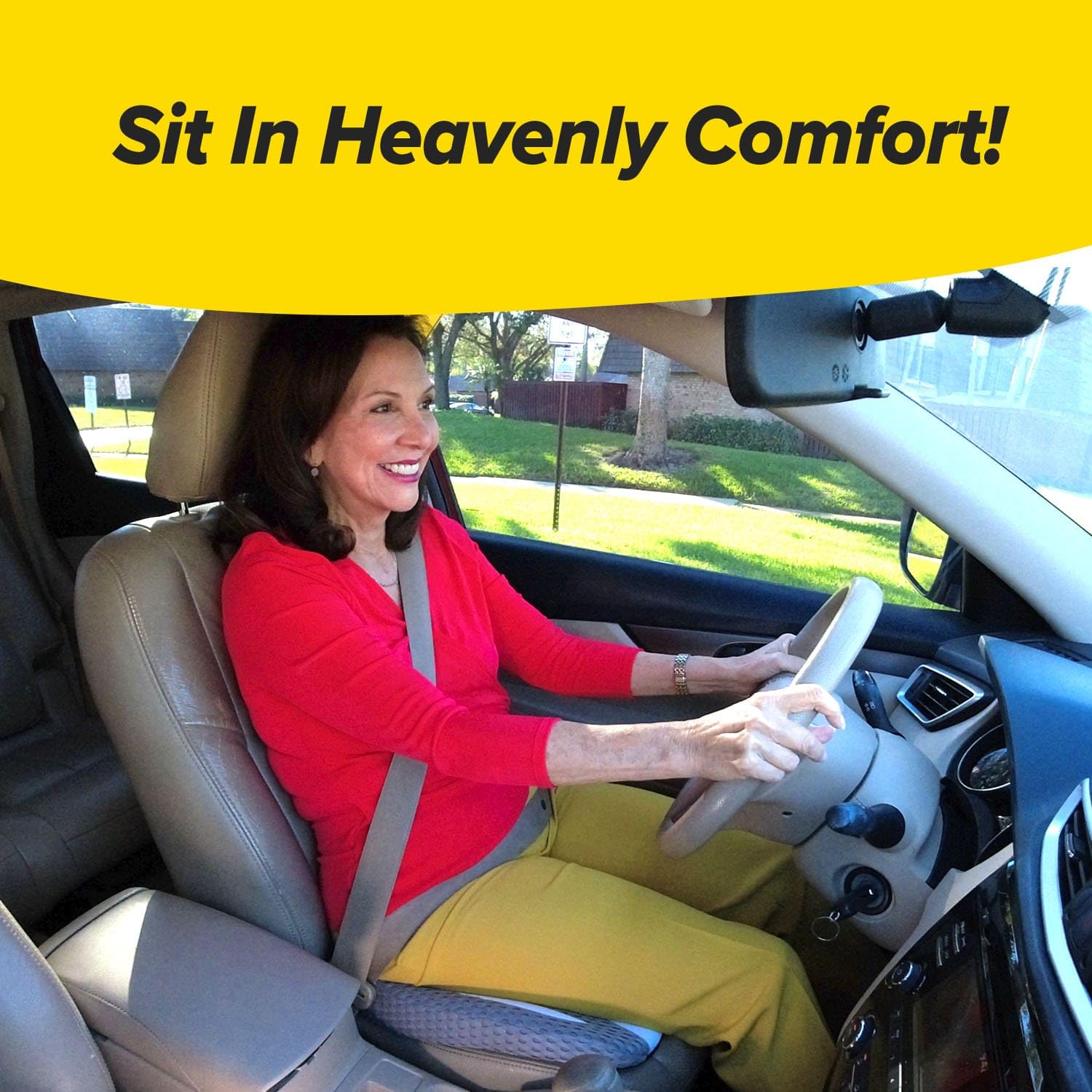 Angel Ride Blue Wing Auto Cushion W/Memory Foam, As-Seen-On-Tv, Advanced Lumbar Helps Relieve Pressure Points, Molds To Any Body