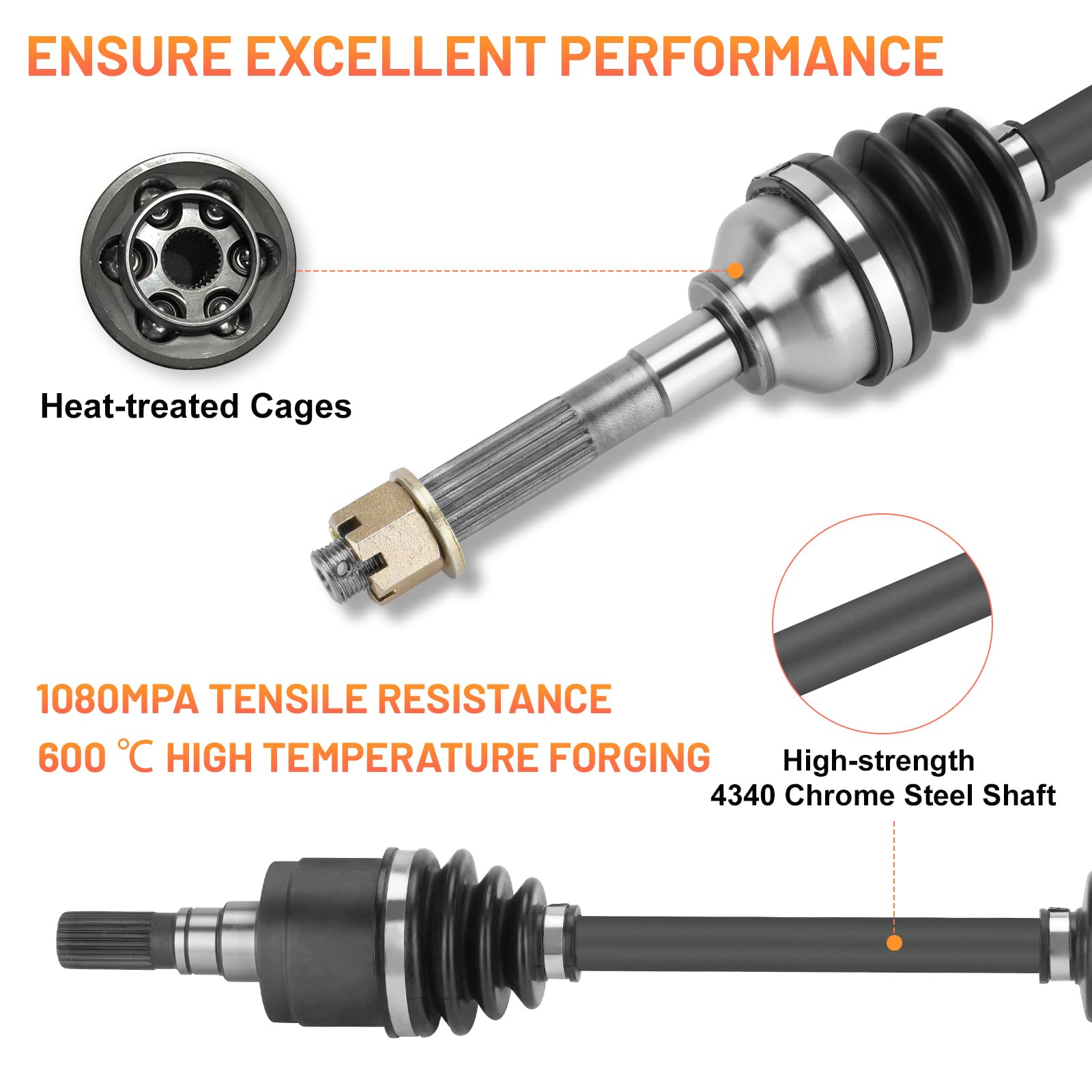 Front Cv Axle Shaft For Kubota Rtv 900/1100/1140 2004 2005 2006 2007 2008 2009 2010 2011 2012 2013 2014 2015 2016 K7561-15310 K7