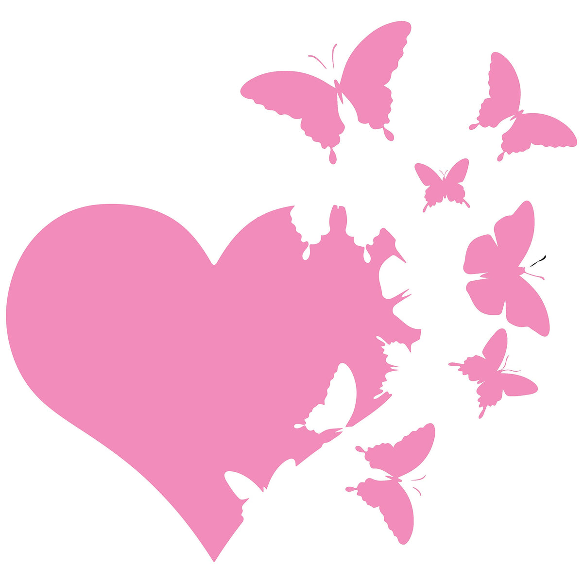 JMM Industries Heart with Butterflies Flying Away Vinyl Decal Sticker Car Window Bumper Die Cut 6-Inches Premium Quality UV Resistant Laminate (6-Inches, Light Pink) JMM00265LTPNK6