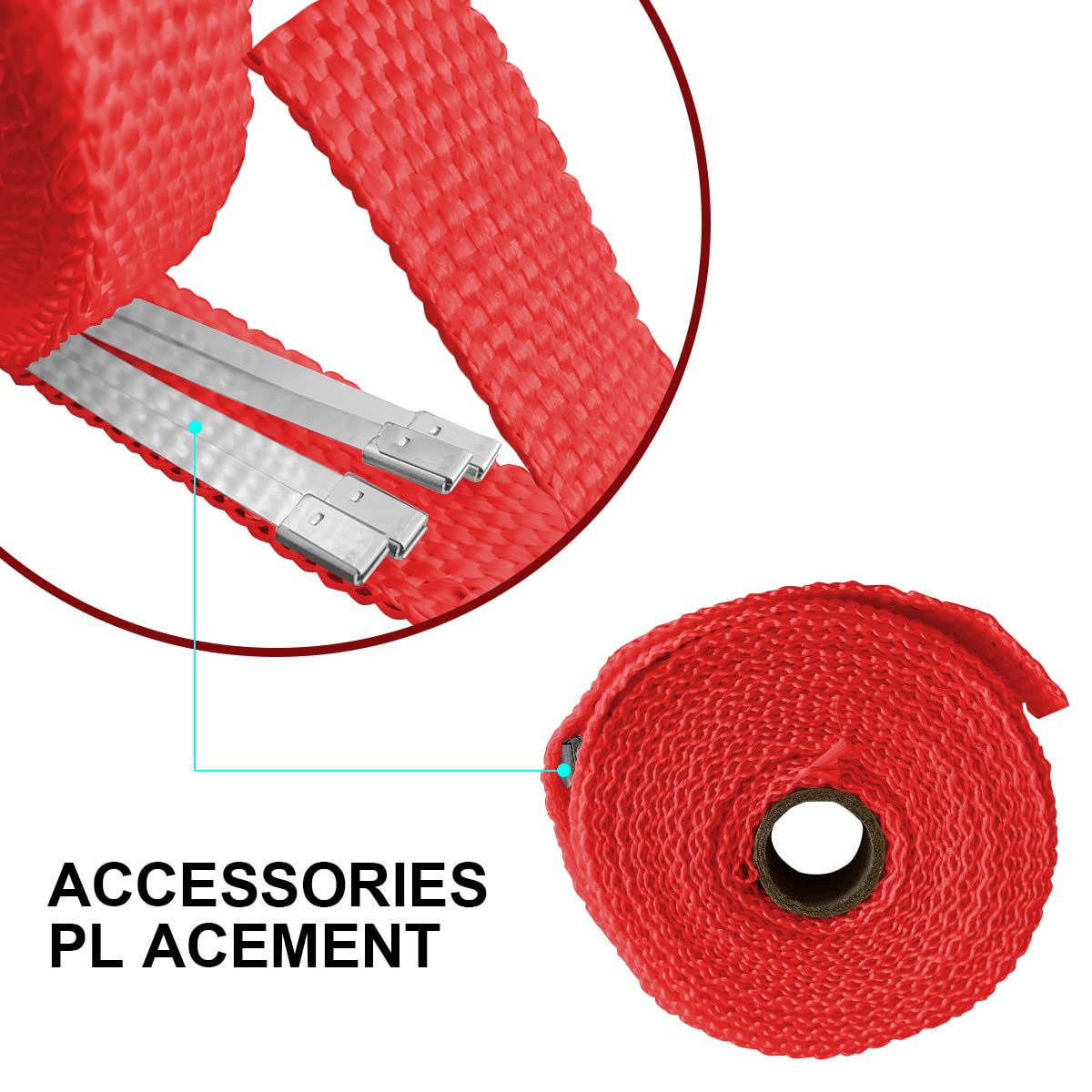 Auto Exhaust Wrap For Motorcycle, 16Ft Titanium Fiberglass Hose Heat Shield Roll Sleeve With 4Pcs Stainless Ties, Universal For