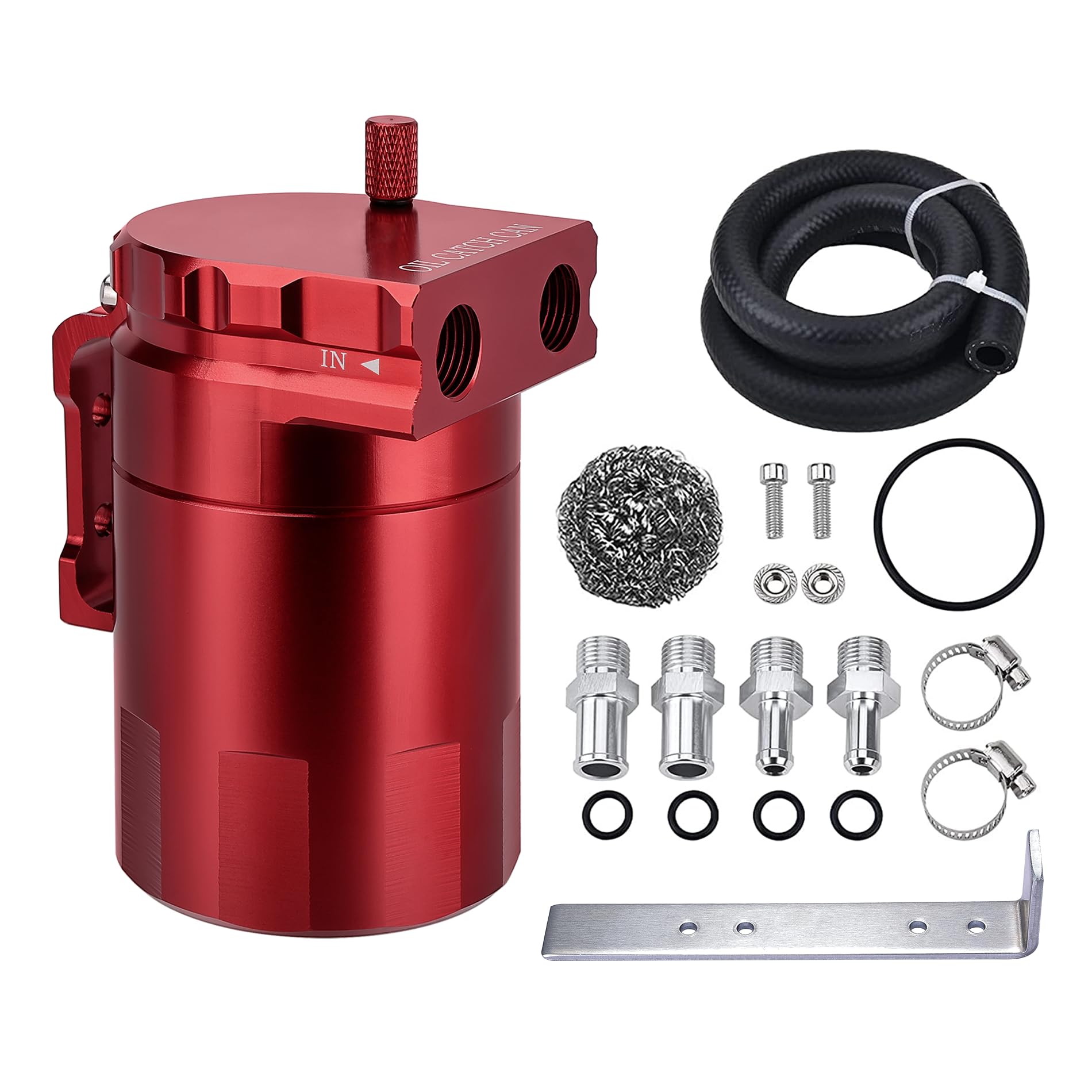 Evil Energy Baffled Oil Catch Can,Oil Separator Catch Can 300Ml Universal Aluminum Red