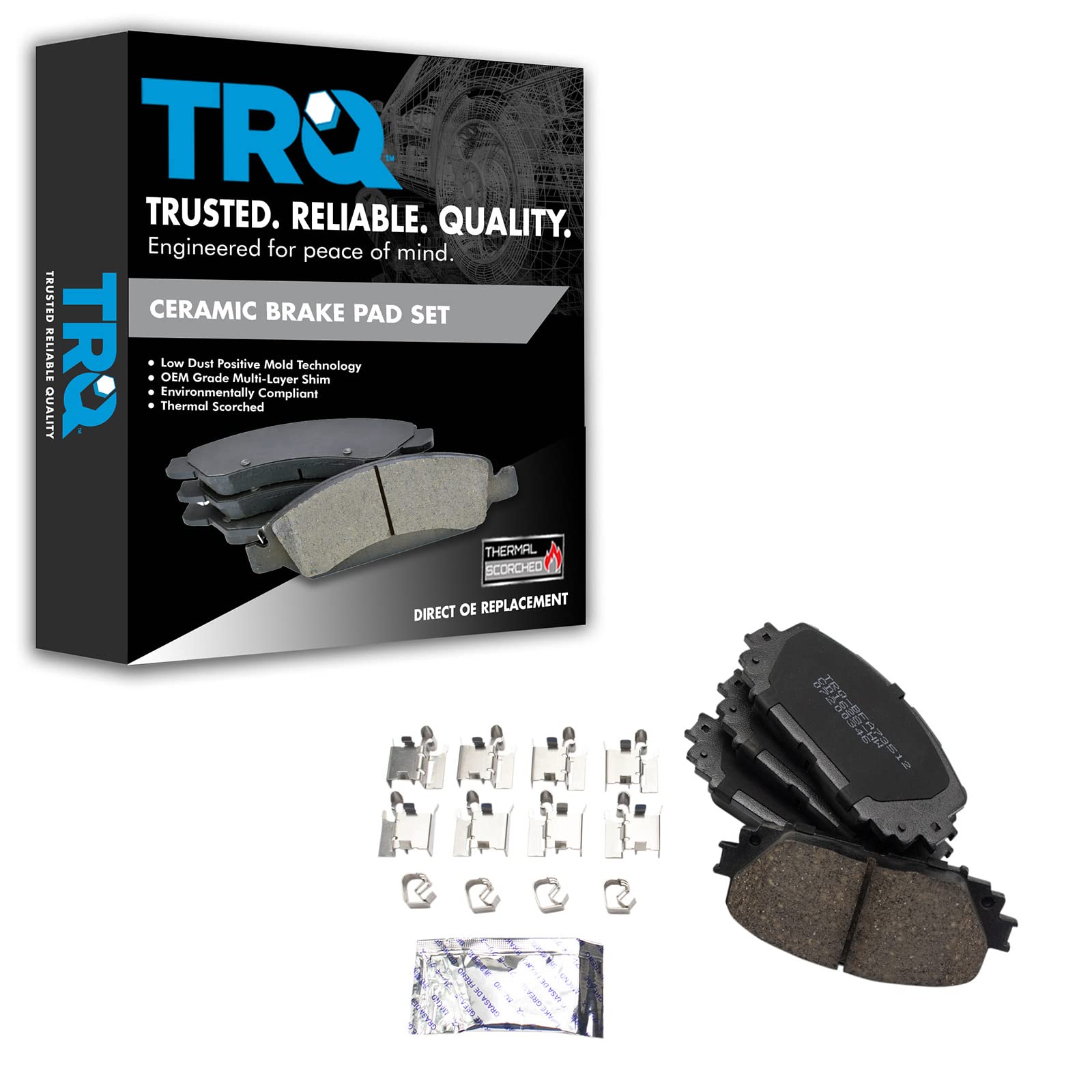 TRQ Front Brake Pads Ceramic Compatible with 2012-2018 Toyota Yaris