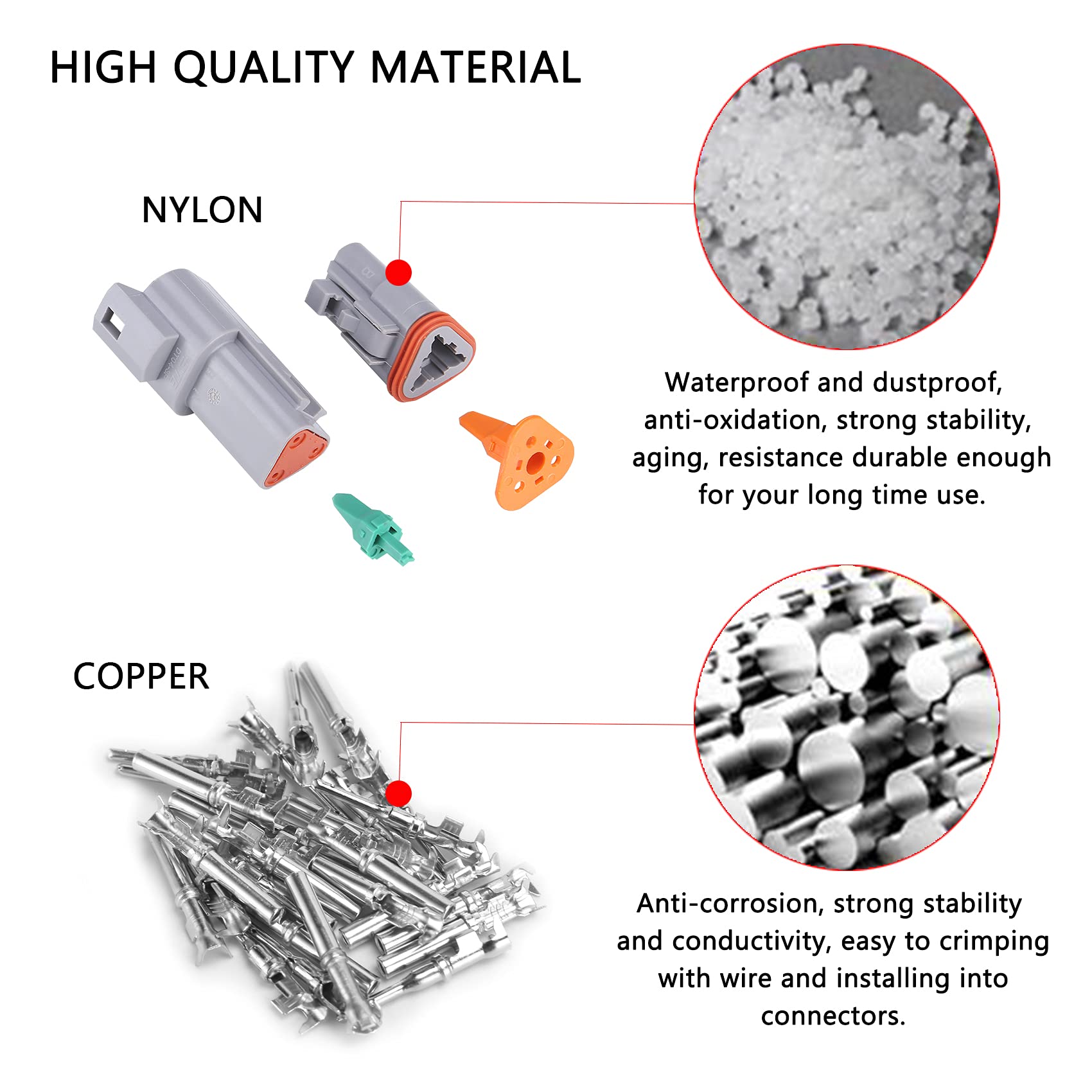 Muyi 5 Kit 3 Pin Way Dt Series Connector Gray Receptacle Ip67 Waterproof Heavy Duty 14-18 Awg 13 Amps Continuous Dt04-3P Dt06-3S