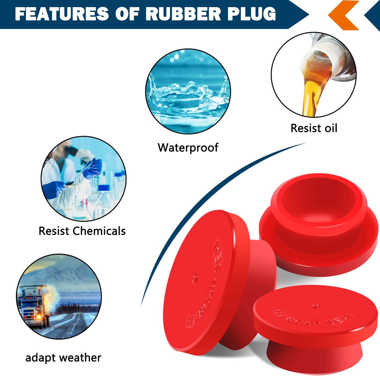 Cheemuii 20 Pcs Hubcap Rubber Plugs 1-1/8'' Wheel Fit For Trailer Hub Cap Replace Stemco 359-5990 Fit For Stemco 343-4009 343-40