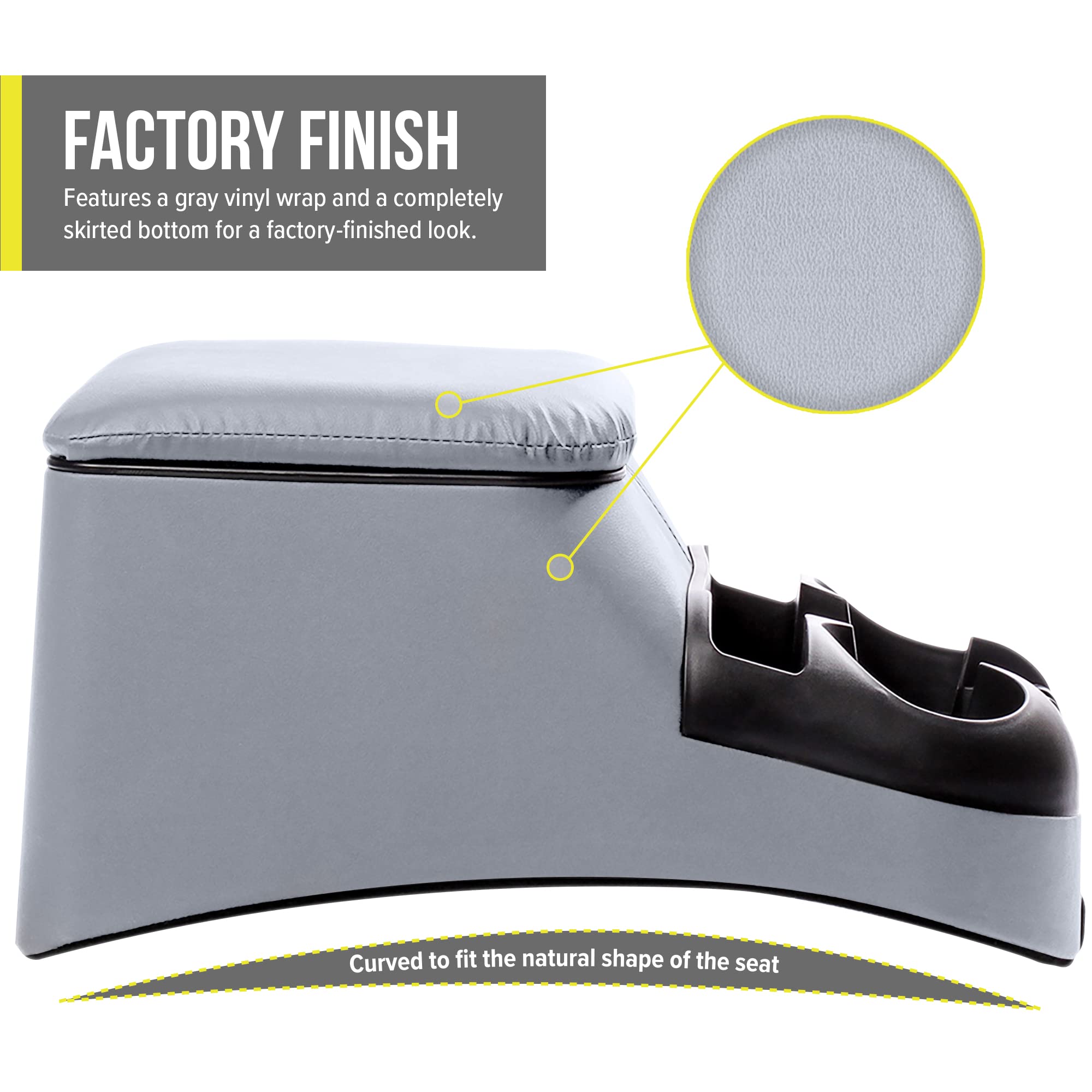 Moblorg Center Console For Truck Bench Seats, Vehicle Organizer, Medium, Vinyl, Made In Usa (Gray) (2130015)