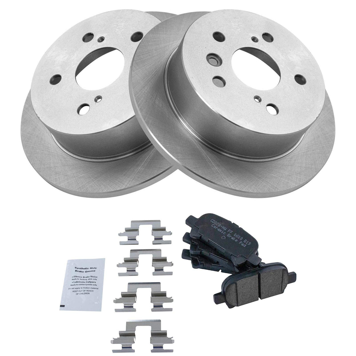Trq Rear Brake Pad & Rotor Kit Brake Pads Brake Rotor Ceramic Compatible With 2005-2007 Toyota Avalon 2002-2006 Camry 2004-2008