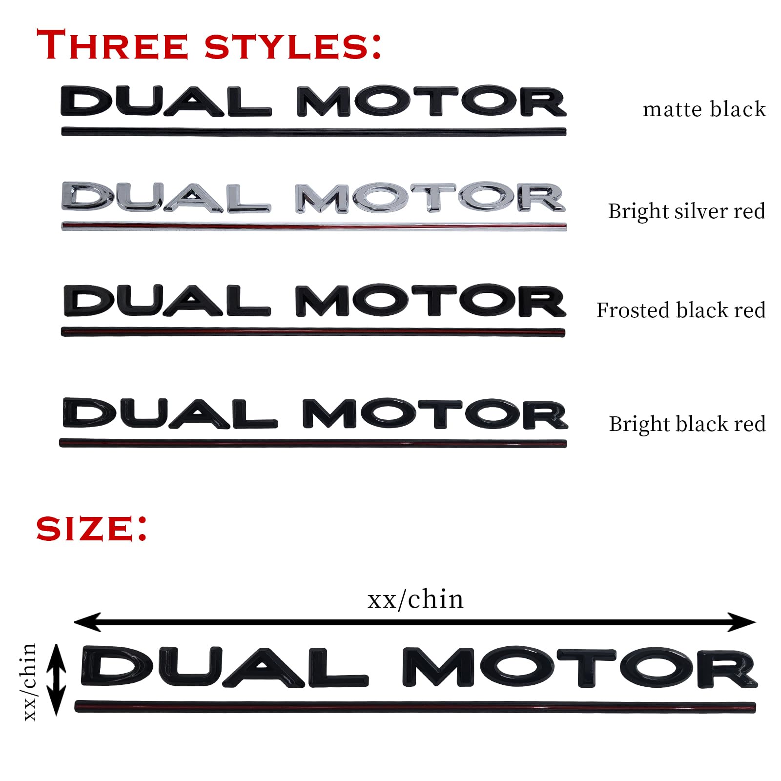 Knomix Dual Motor Emblem Badge Sticker Plaid Decor Compatible with Tesla Model 3 Y X S Accessories (Silver-Red Line)