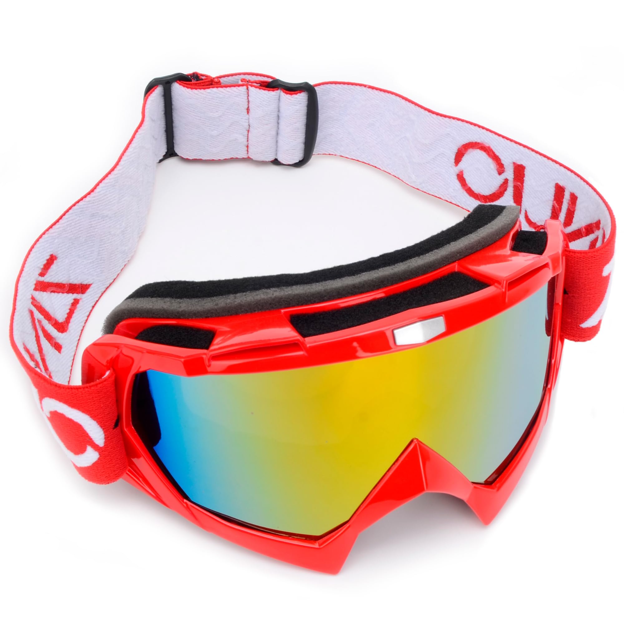 ZJNUO ATV Goggles with Balaclava face Mask for Men Women and Youth, Dirt Bike Motorcycle Motocross Riding Ski Goggles (Red Color