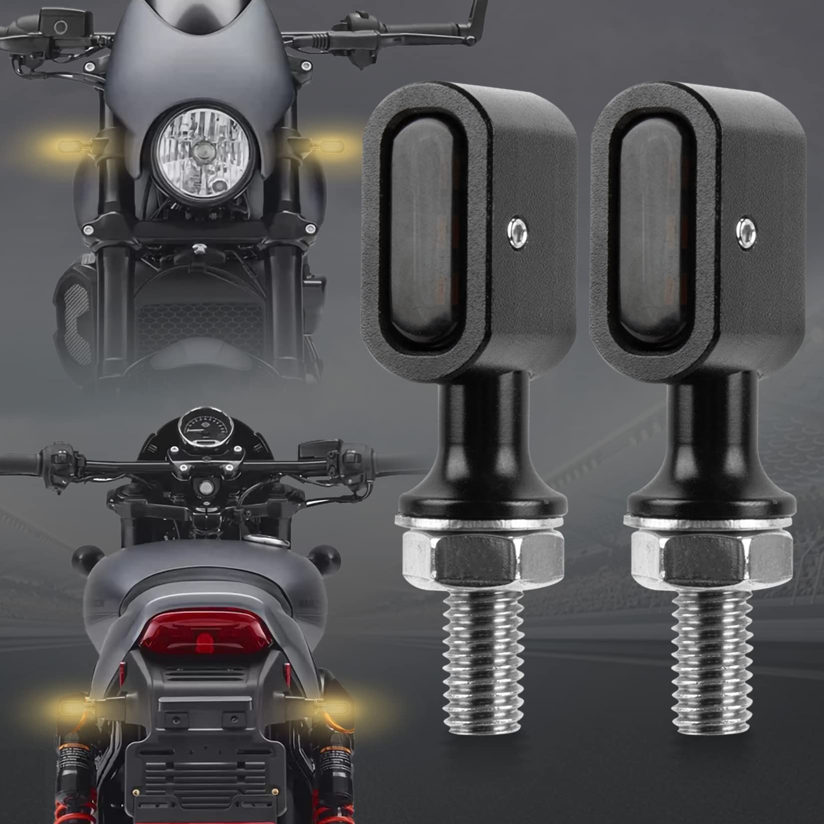 Psler Mini Led Turn Signal Lights Blinkers Small Front Rear Indicators Fit For H-Arley D-Avidson Modified Hopper Bobber Cafe Race Style H-Onda K-Awasaki S-Uzuki T-Riumph Y-Amaha C-Ruiser Street Bike