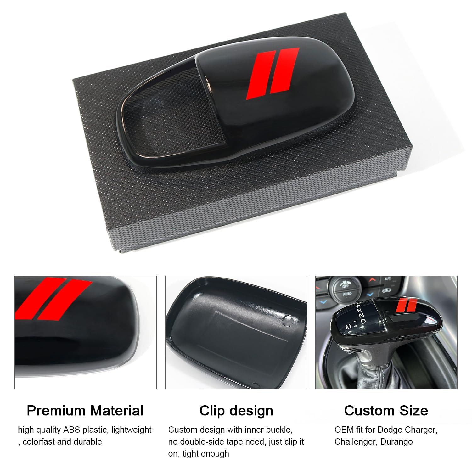 REMOCH Gear Shift Knob Head Cover for Dodge Charger Challenger Accessories 2015-2023 2024 Durango 2016-2024 ABS Interior Shell I