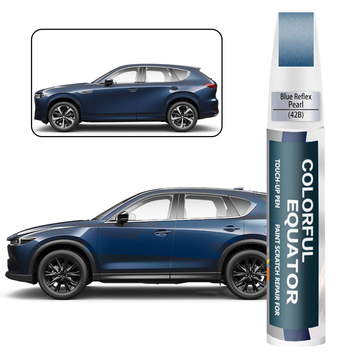 42B Blue Reflex Pearl Touch Up Paint for Mazda, Car Paint Pen Scratch Repair Two-In-One Touch Up Paint, Premium Car Scratch Remo