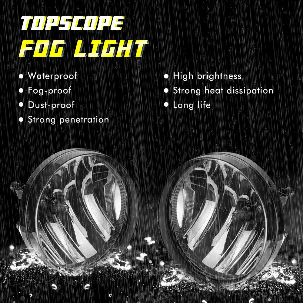 TOPSCOPE Fog Lights Replacemnt for 2007-2013 GMC Sierra 1500 2007-2014 GMC Sierra 2500 3500HD Fog Lamps with Smoke Lens H8 12V 35W Halogen Bulbs Universal Switch and Wiring Kit 25831948, GM2593161