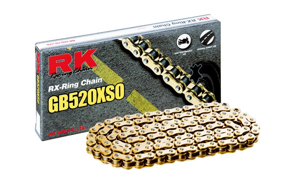 Rk Racing Chain Gb520Xso-96 (520 Series) Gold 96 Link High Performance Street And Off-Road Rx-Ring Chain With Connecting Link